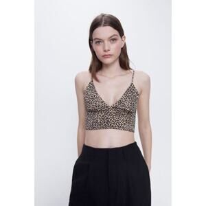Zara Leopard Print Crop Top Bralette Size Medium